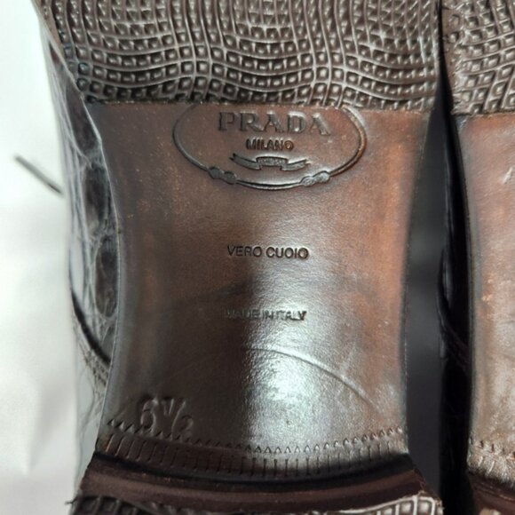 Prada Brown Crocodile Leather Dress Shoes - Picture 6 of 9